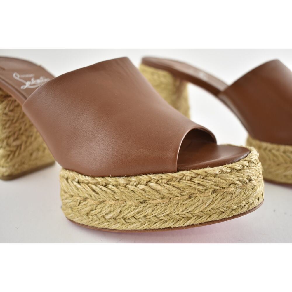 Christian Louboutin Calakala Mule 85 Brown Leather Block Heel Platform Sandal 40 - Picture 8 of 16